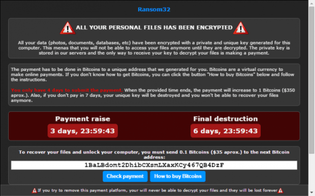 Ransom32 Is a JavaScript-Based Ransomware That Uses Node.js to Infect Users