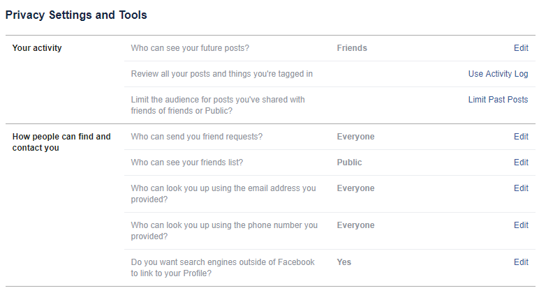 facebook privacy settings and tools