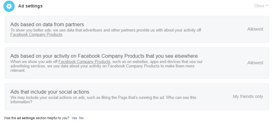 Stop facebook from showing personalized Advertisement