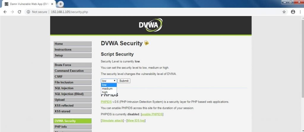 DVWA Security