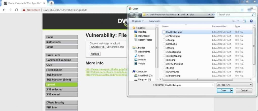 DVWA Backdoor Upload