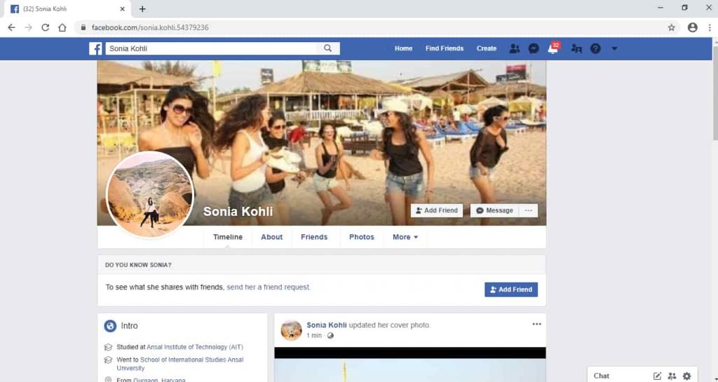 Facebook Profile - Sonia Kohli