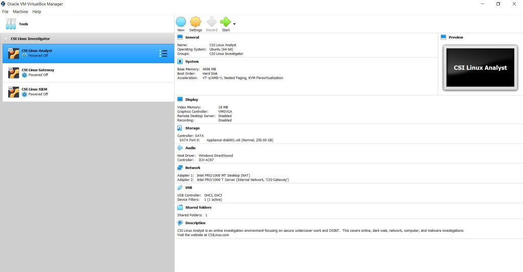 CSI Linux In VM Box