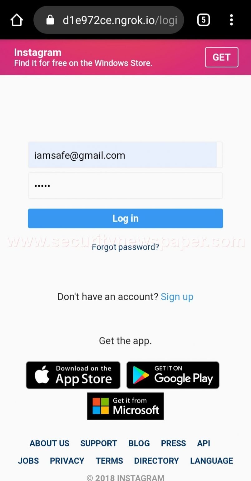 Create phishing page of 29 websites in minutes.
