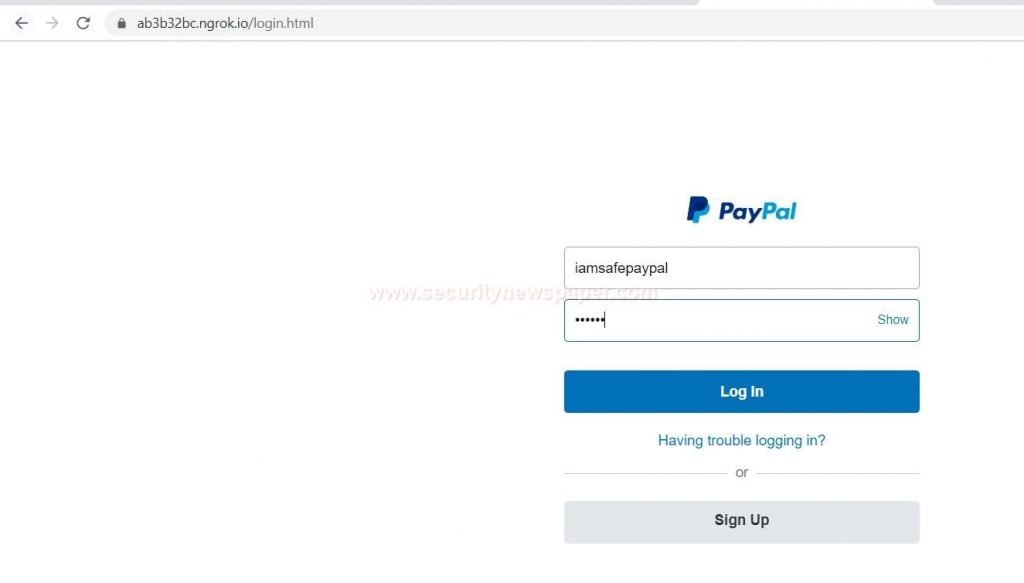  Paypal phishing page 