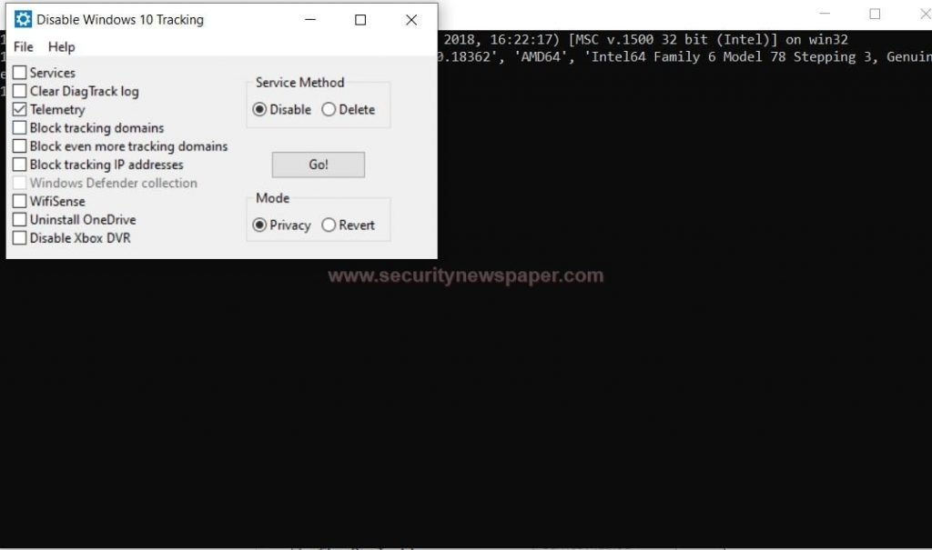 Disable Window 10 Tracking
