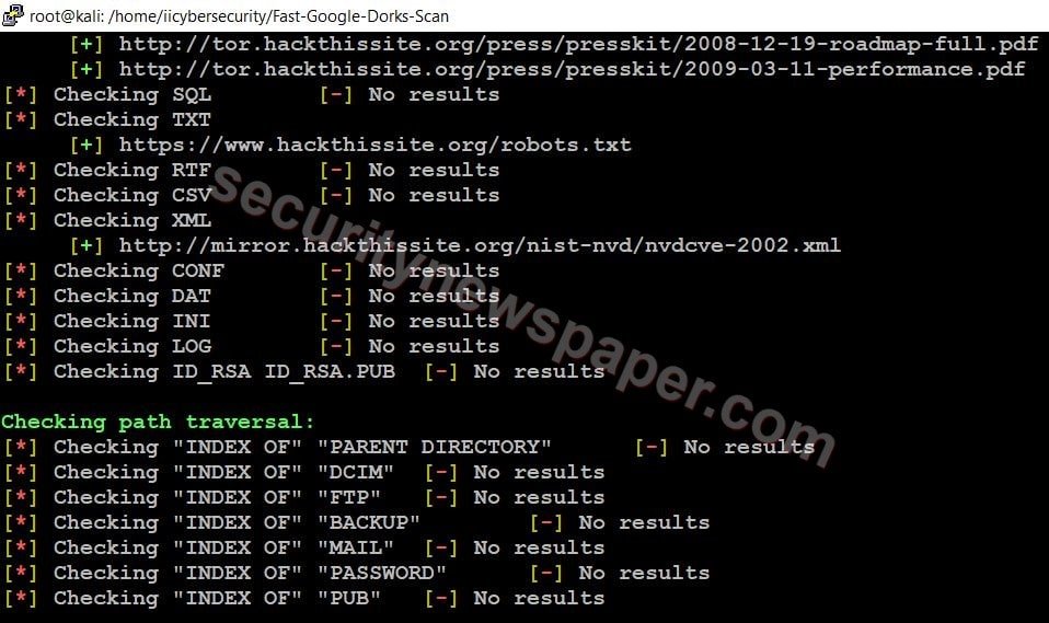 Fast Google Dorks Scan - Scanning Fig 3