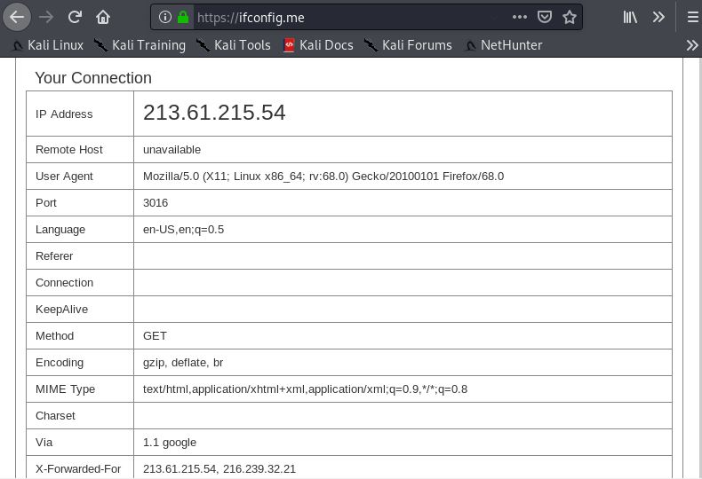 Hacking Tool - Ifconfig.me