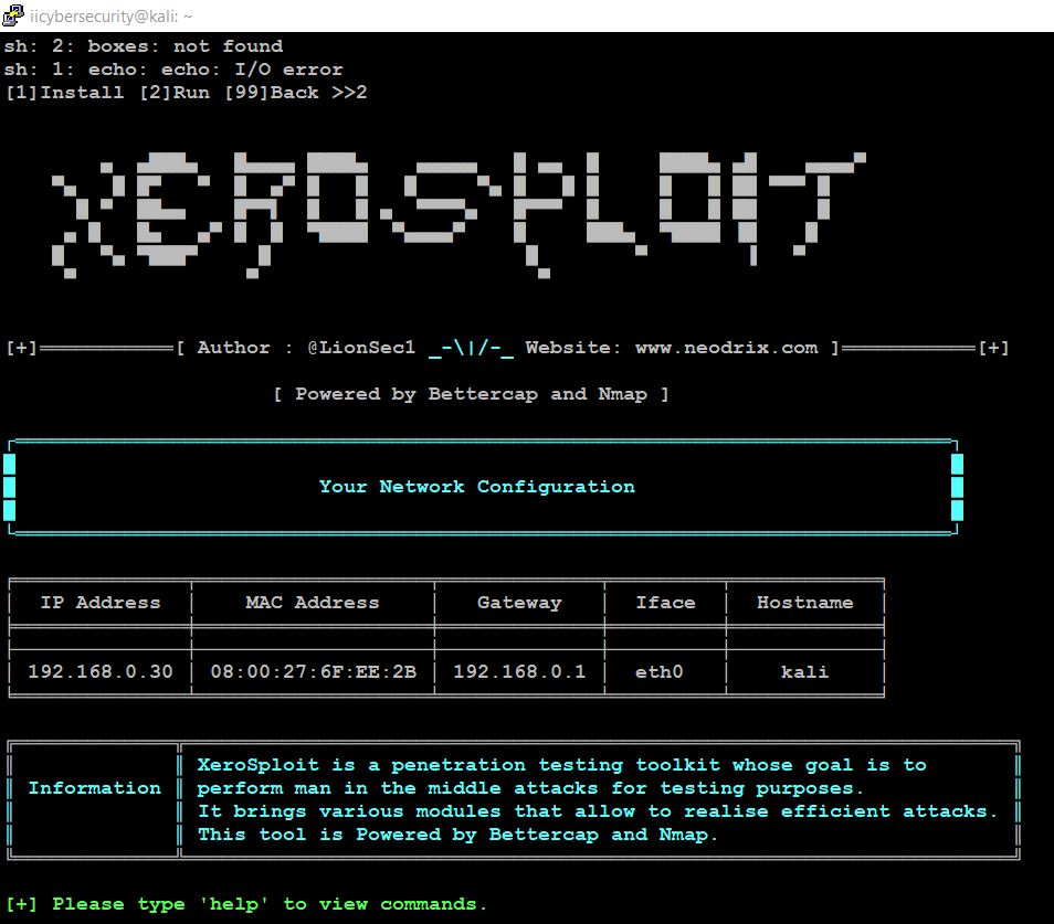 Hacking Tool - Information Gathering - Xerosploit Fig 1