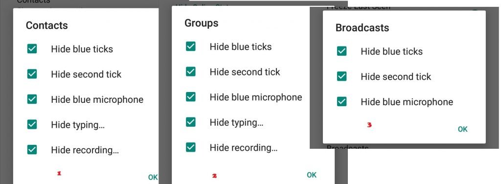 GB Whatsapp - Privacy Settings