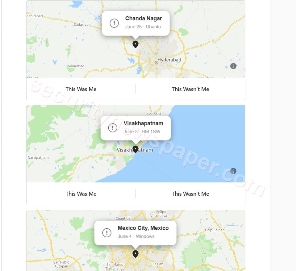 Instagram Login Activities Location