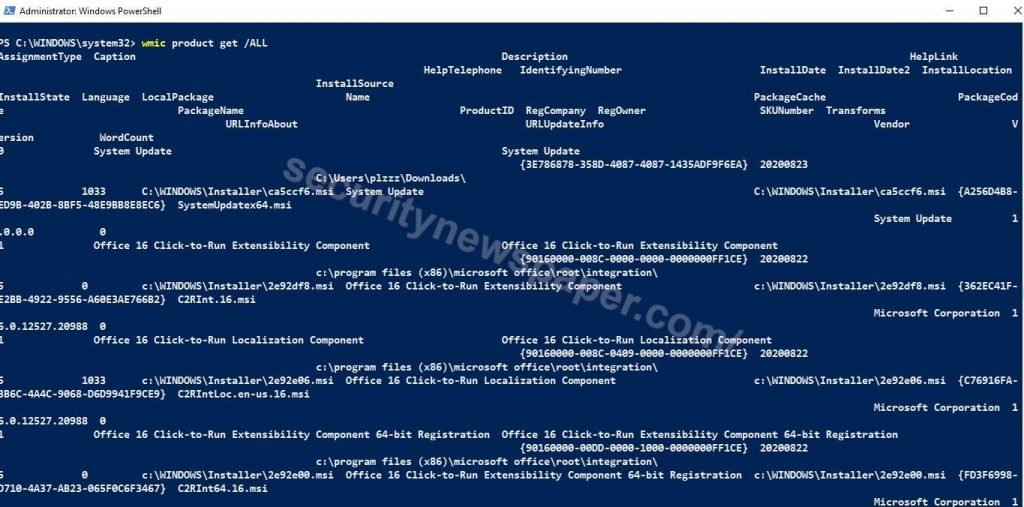 Installed software/packages