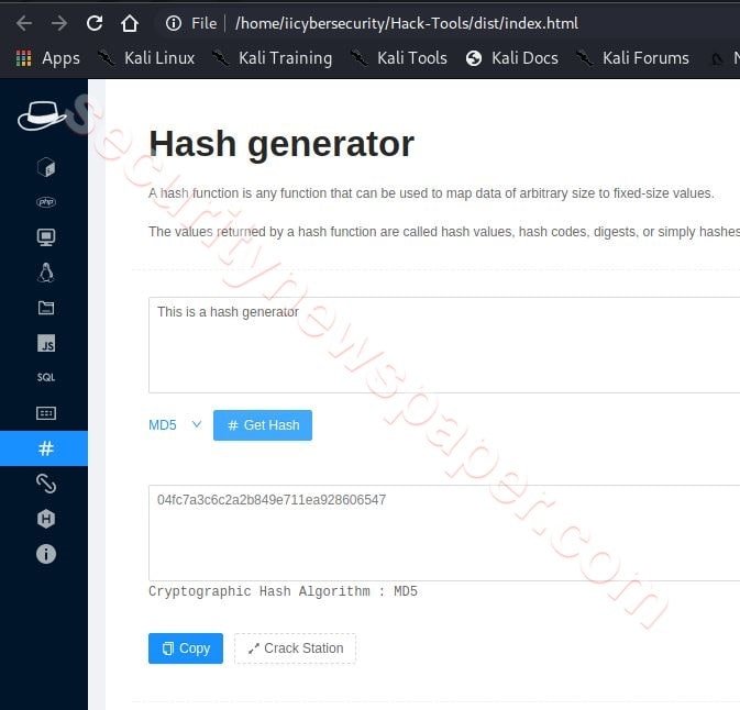 Hacktools - Hash Function 