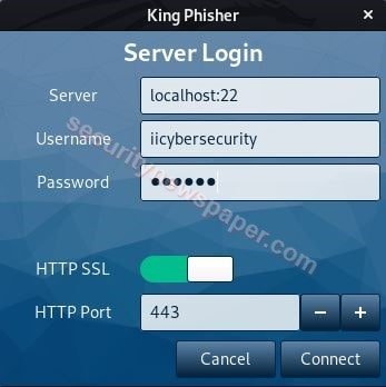 King Phisher - Server Login