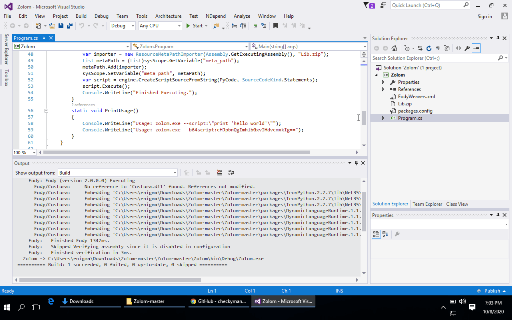 Zolom compiled in VS2015