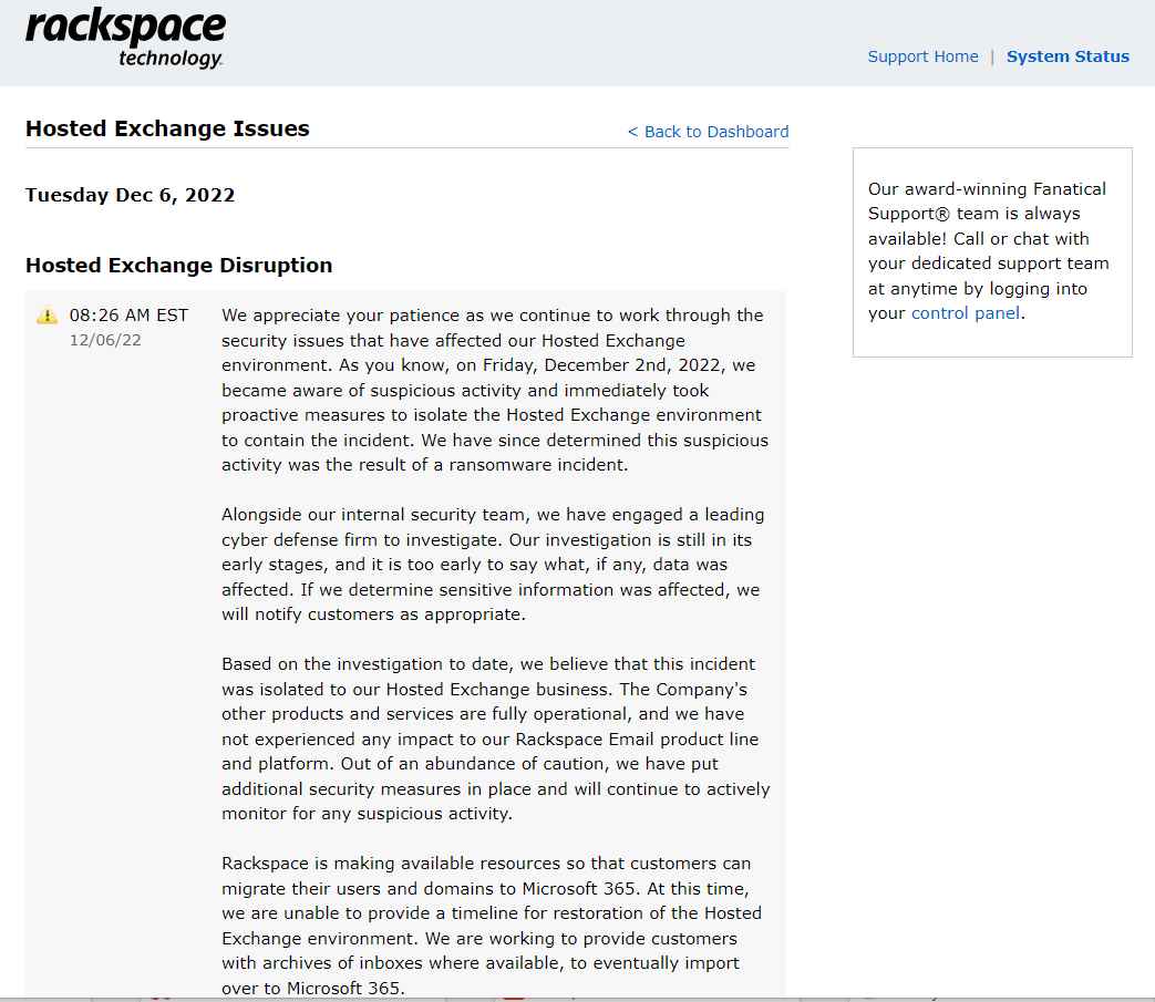 Rackspace hacked by Ransomware gang via Microsoft exchange vulnerability