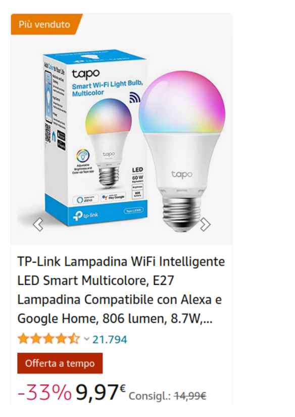 Bombilla Smart Wi-Fi Multicolor Tp-Link Tapo L530e