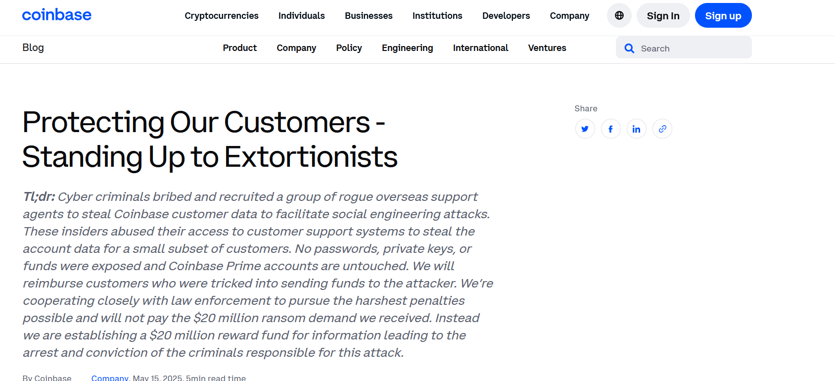 Crypto’s Weakest Link? Coinbase Hacked by Its Own Support Team ...